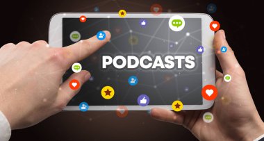 Dokunmatik ekran, sosyal medya konseptine yakın çekim