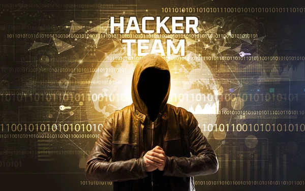 Hacker sans visage au travail, concept de sécurité — Photo