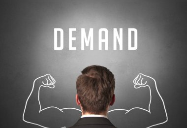 Bir iş adamının arka görünüşü, güçlü bir iş konsepti