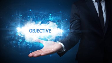 Motivasyon mesajı taşıyan iş adamının eli