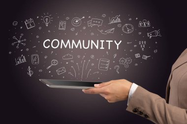 Dokunmatik ekran, sosyal medya konseptine yakın çekim