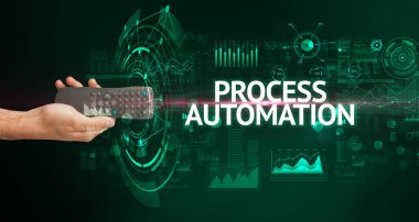 El ele tutuşan kablosuz çevre, modern teknoloji kavramı