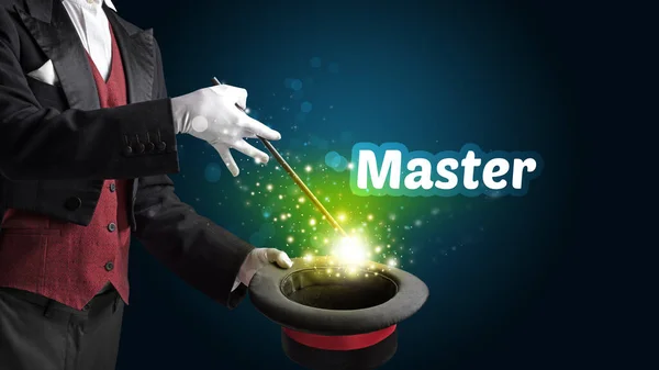Illusionista está mostrando truque de magia — Fotografia de Stock