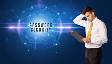 businessman thinking about security concept