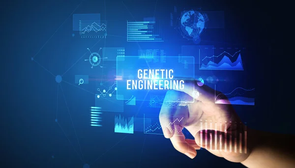 Toque de la mano botón digital, concepto de tecnología moderna —  Fotos de Stock