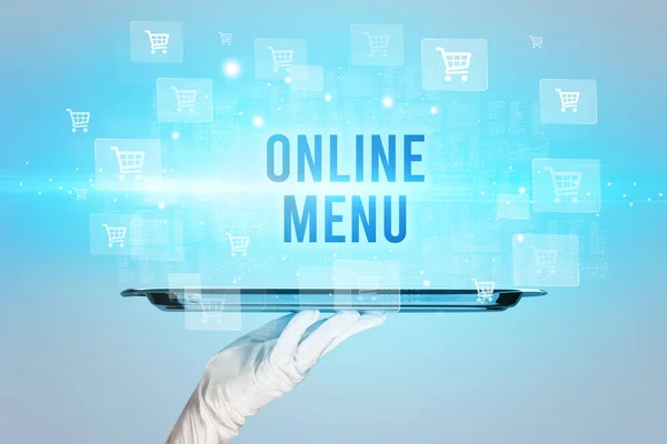 Cameriere che serve concetto di shopping online — Foto Stock