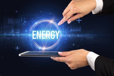 Dokunmatik ekran yakın plan, yeni teknoloji konsepti