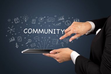 Dokunmatik ekran, sosyal medya konseptine yakın çekim