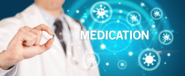 Doktor ilaç veriyor, virüs konsepti