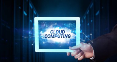 Tablet tutan kişi, teknoloji konsepti