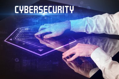 Hand touching digital table concept