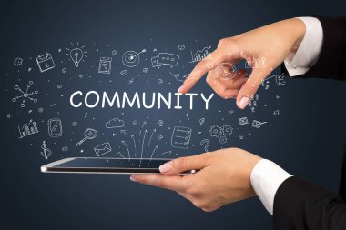 Dokunmatik ekran, sosyal medya konseptine yakın çekim