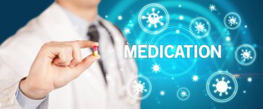 Doktor ilaç veriyor, virüs konsepti