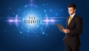 businessman thinking about security concept