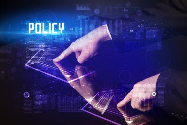 Hand touching digital table concept