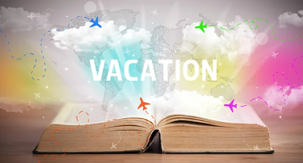 Livre ouvert, concept de vacances — Photo