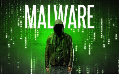 Yazı konsepti olan meçhul hacker.