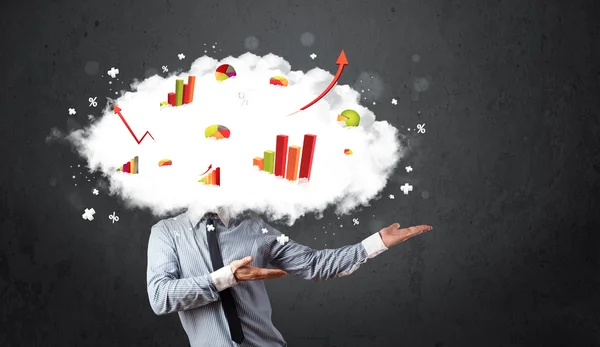 Modern business man with a graph cloud head — Stock Photo, Image