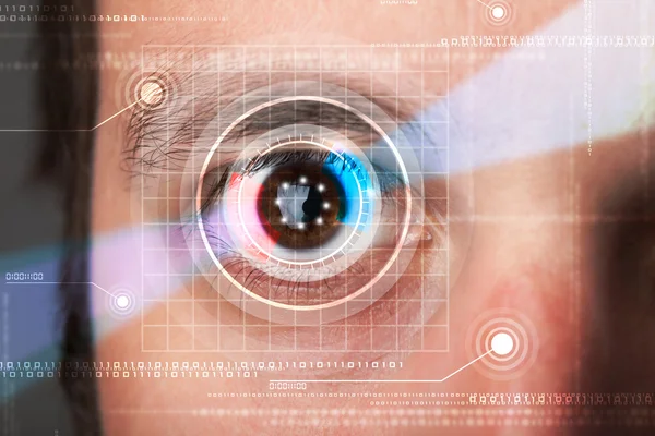 Cyber man met technolgy eye looking — Stockfoto