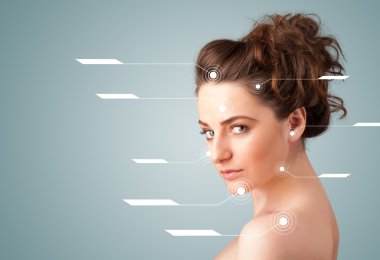 yüz tedavi modern okları ile genç seksi kız