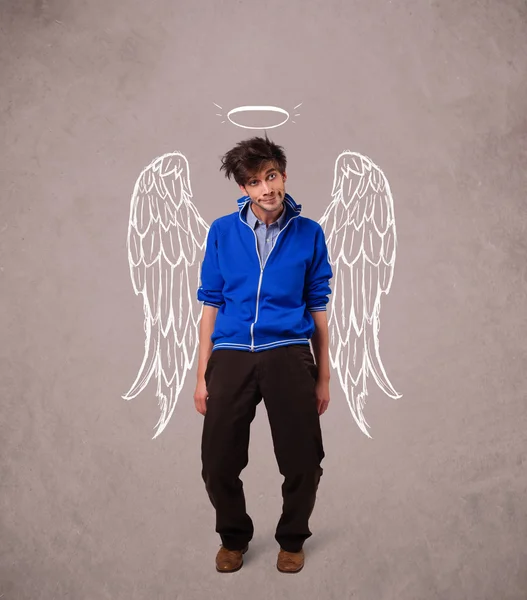 Joven con alas de ángel ilustradas — Foto de Stock