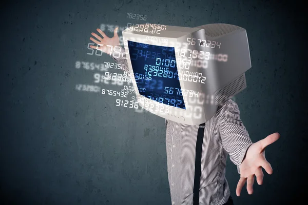 Menselijke cyber monitor pc berekenen van computer data concept — Stockfoto