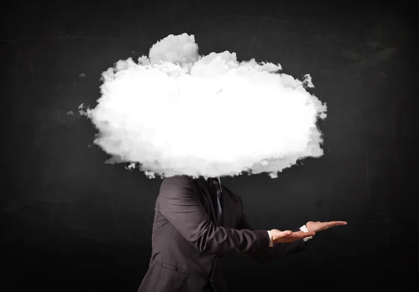 Hombre de negocios con nube blanca en su concepto de cabeza — Foto de Stock