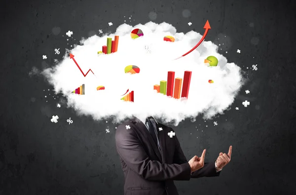 Modern business man with a graph cloud head — Stock Photo, Image