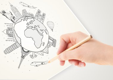 simge ve c ile dünya çapında çizim tatil seyahat el