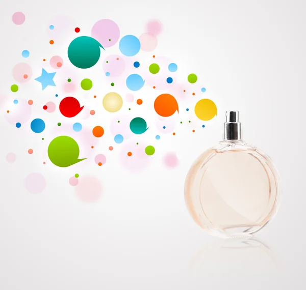 Parfum fles spuiten gekleurde bubbels — Stockfoto