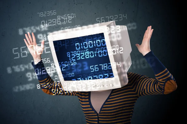 Menselijke cyber monitor pc berekenen van computer data concept — Stockfoto