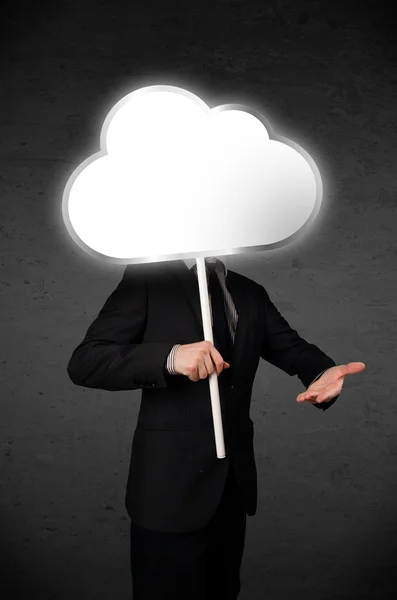 Бізнесмен тримає хмару — стокове фото
