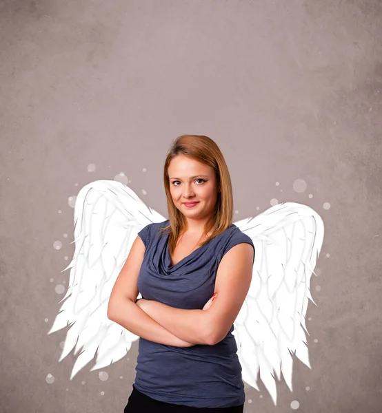 Osoba s křídly anděla ilustrovaná — Stock fotografie