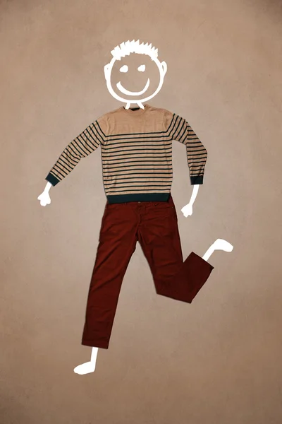 Casual clothes with hand drawn funny character — Stock Photo, Image