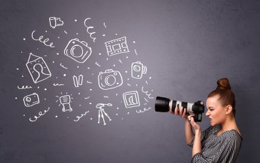 fotoğrafçı kız çekim fotoğraf simgeler