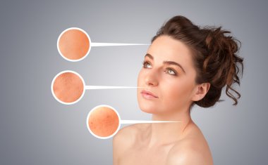 güzel genç kız yüz bakım ok işaretleri hasarlı Kayak