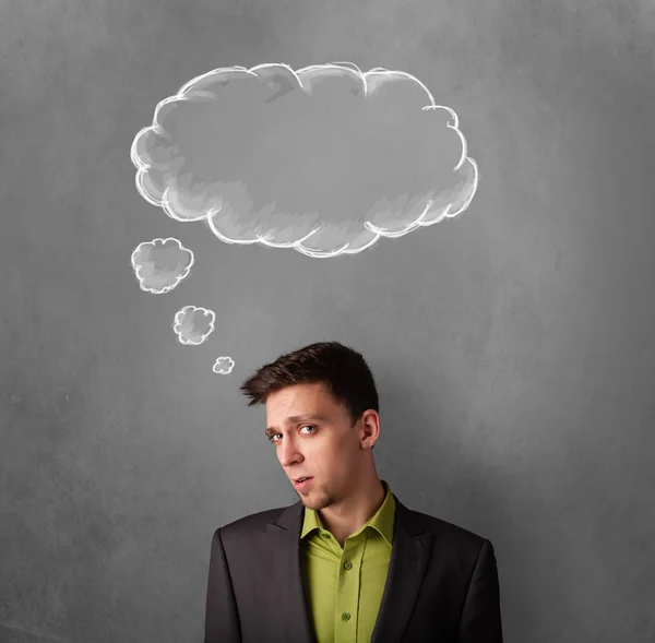 Thoughtful businessman with cloud above his head — Stock Photo, Image