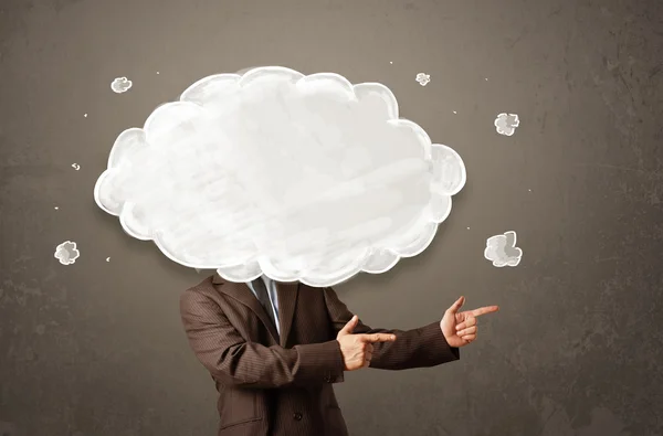 Homem de negócios com nuvem branca em seu conceito de cabeça — Fotografia de Stock