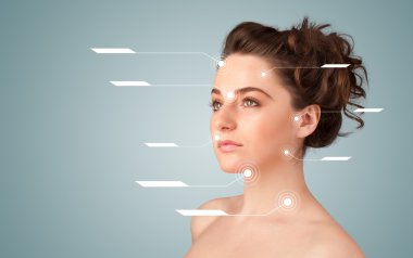 yüz tedavi modern okları ile genç seksi kız