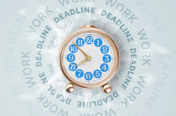 Clocks with work and deadline round writing — Stock Photo, Image