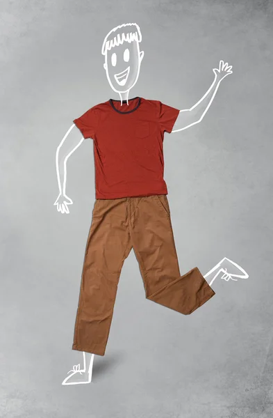 Hand drawn funny character in casual clothes — Stock Photo, Image