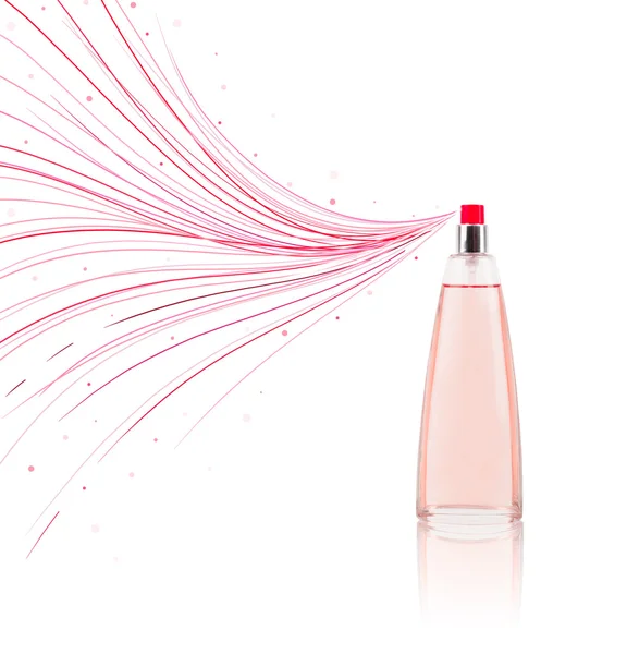 Perfume garrafa pulverização linhas coloridas — Fotografia de Stock