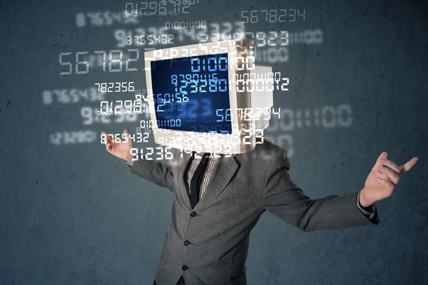 Human cyber monitor pc calculating computer data concept — Stock Photo, Image