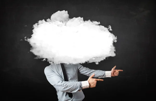 Hombre de negocios con nube blanca en su concepto de cabeza —  Fotos de Stock