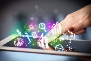 Tablete elle dokunmak, grafikler konsepti