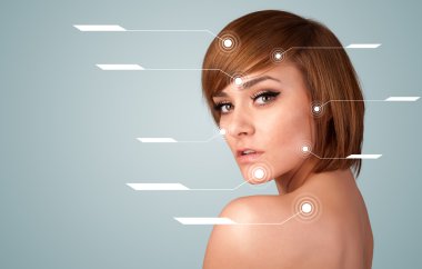 yüz tedavi modern okları ile genç seksi kız