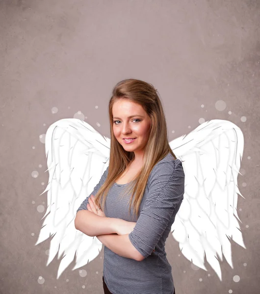 Person with angel illustrated wings — Stock Photo, Image