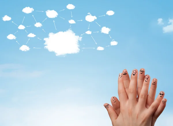 Finger smiley met cloud netwerk systeem — Stockfoto