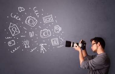 genç fotoğraf çekim fotoğraf simgeler