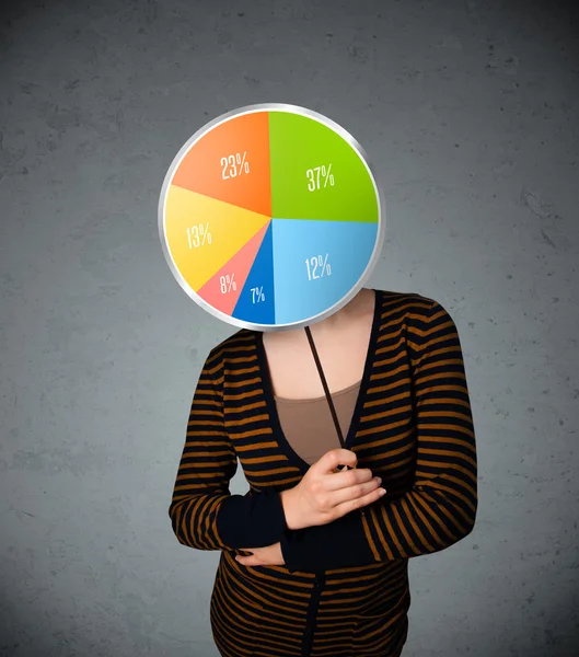 Young woman holding a pie chart